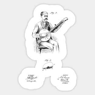 Picking Thimble for Guitar and Banjo Vintage Patent Hand Drawing Sticker